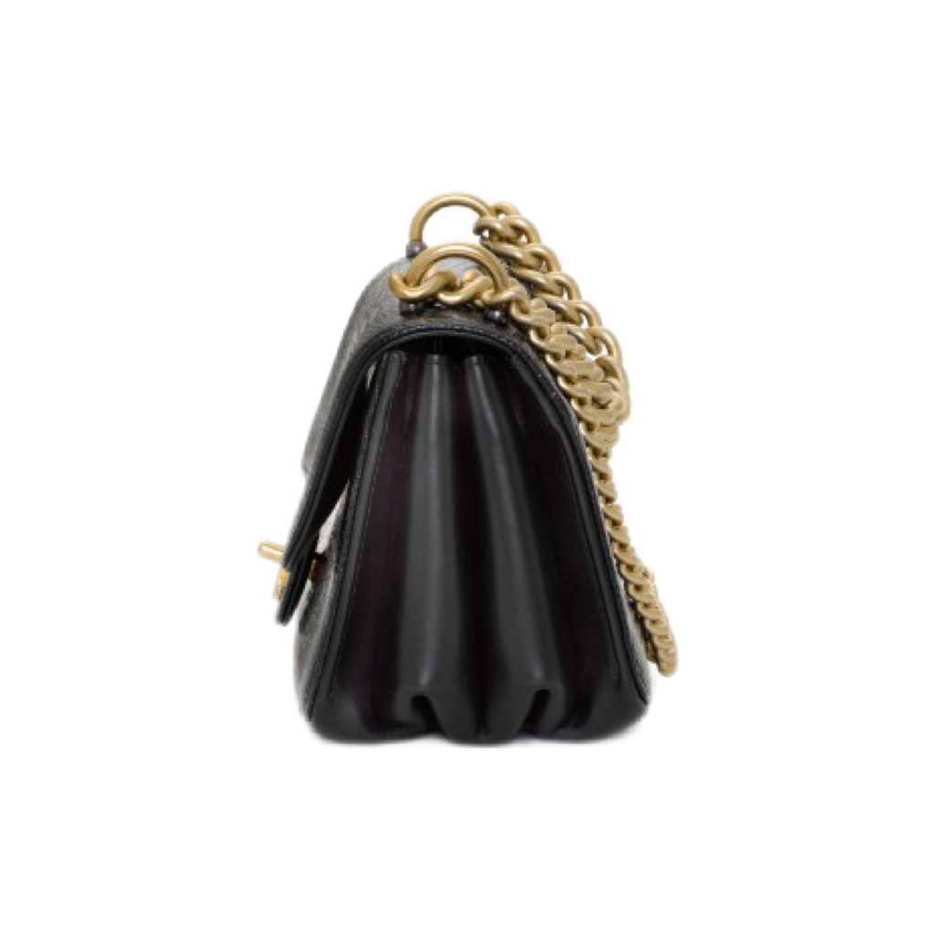 Black Lizard Flap Bag Gold Hardware, 2018-2019